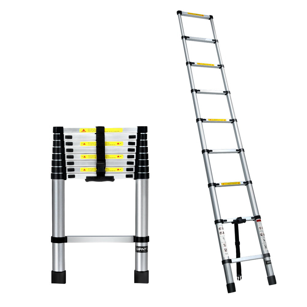 Giantz 2.6M Telescopic Ladder Aluminium Extension Extendable Steps Adjustable Height - RV Online