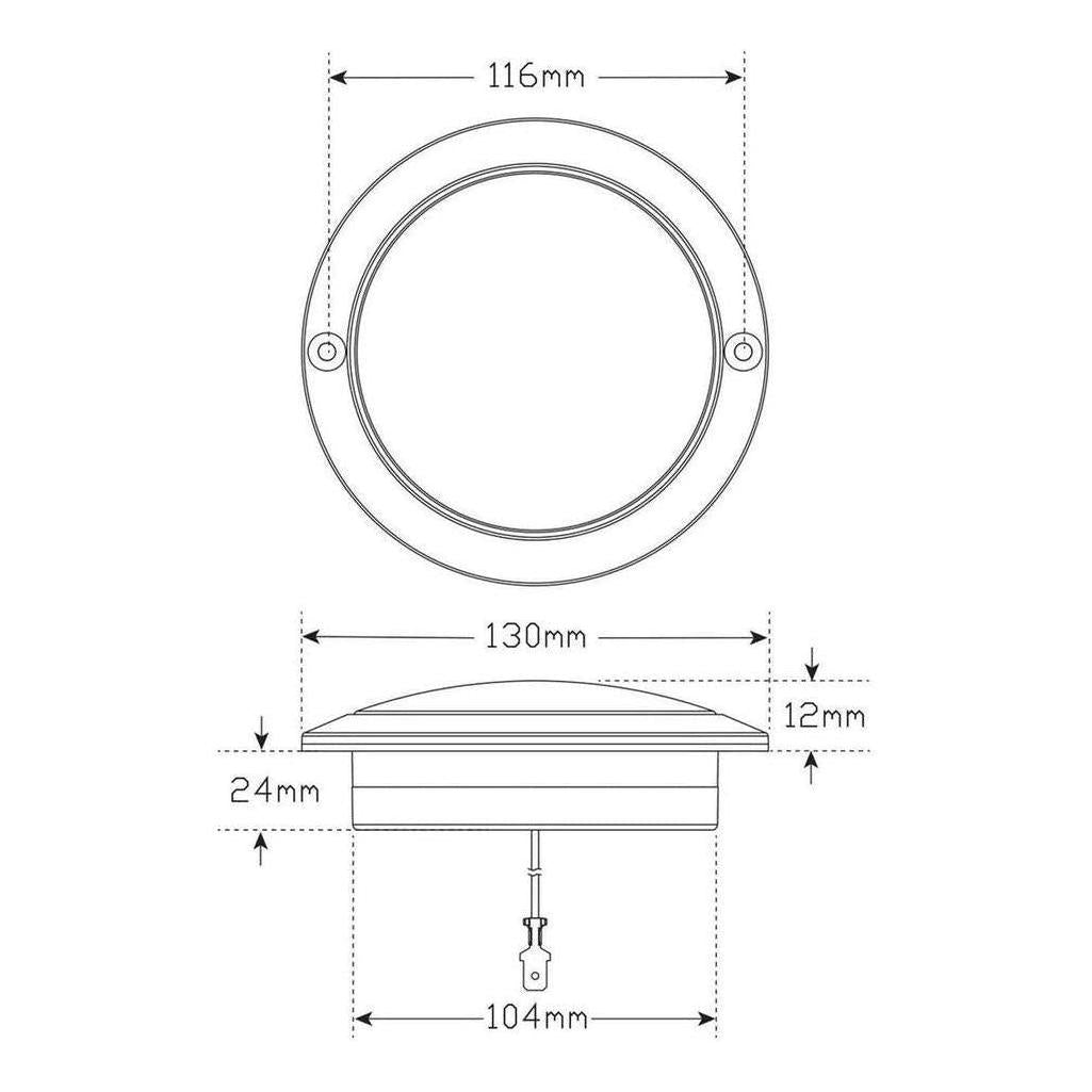 LED Autolamp 102 Series 12V Round Indicator Lamp 130mm Clear Lens