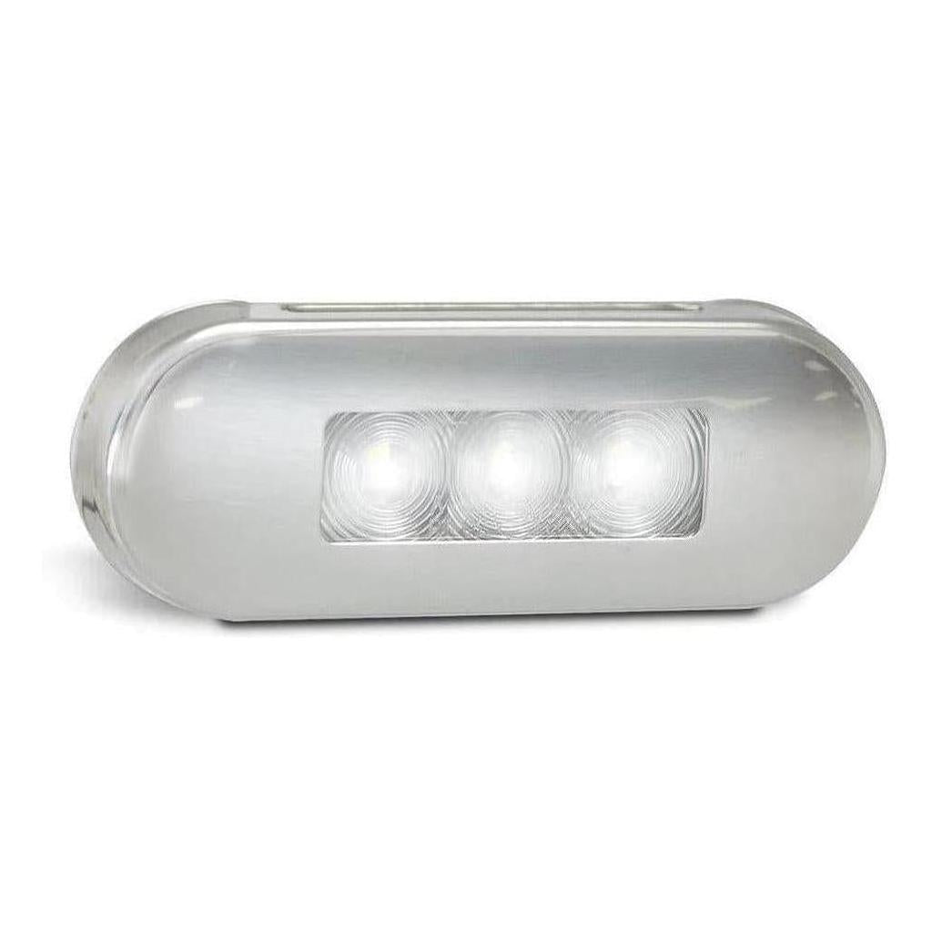 LED Autolamp 12/24V Front Marker Clear Lens White LED Stainless Steel Bezel