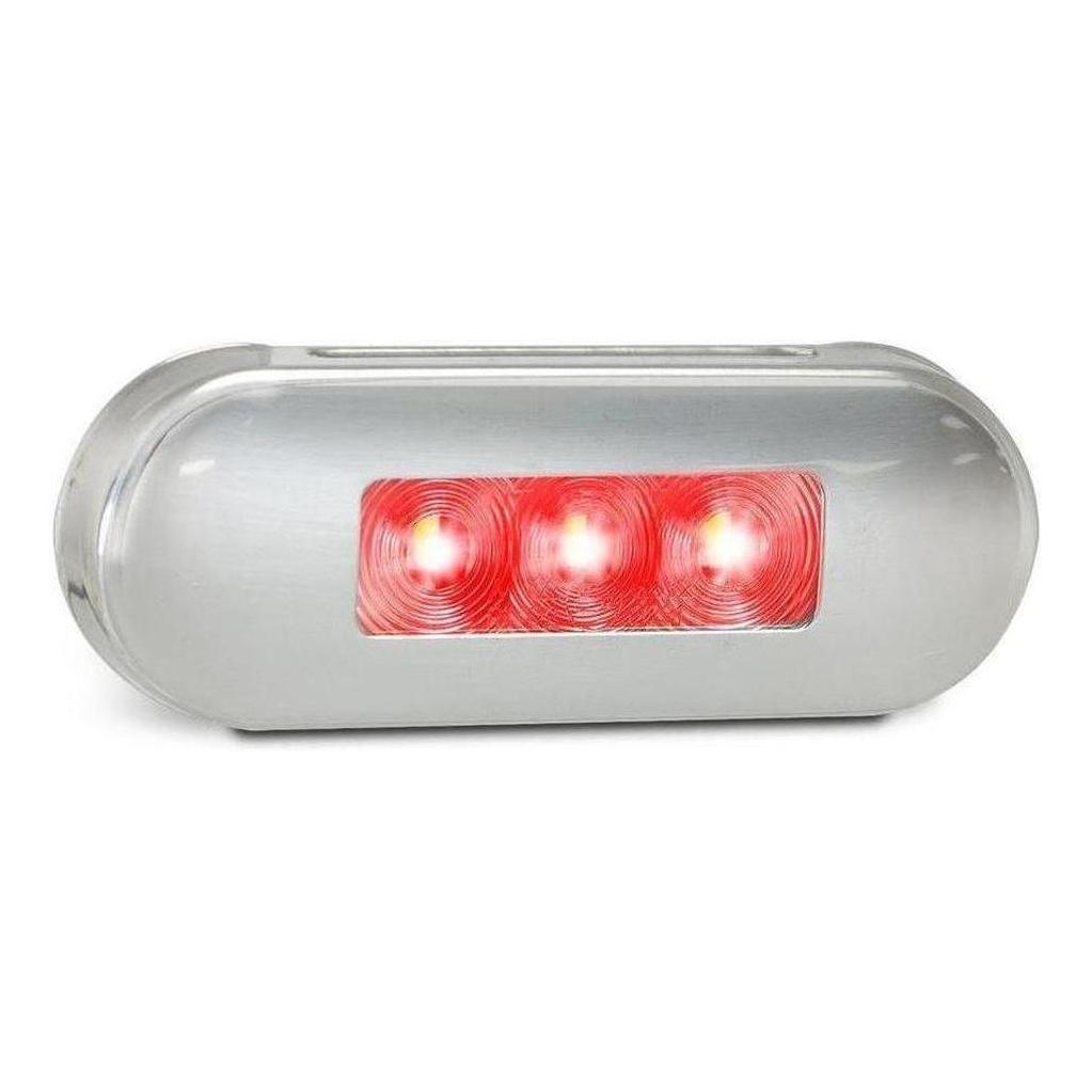 LED Autolamp 12/24V Red Rear End Outline Marker Clear Lens Red LED Stainless Steel Bezel