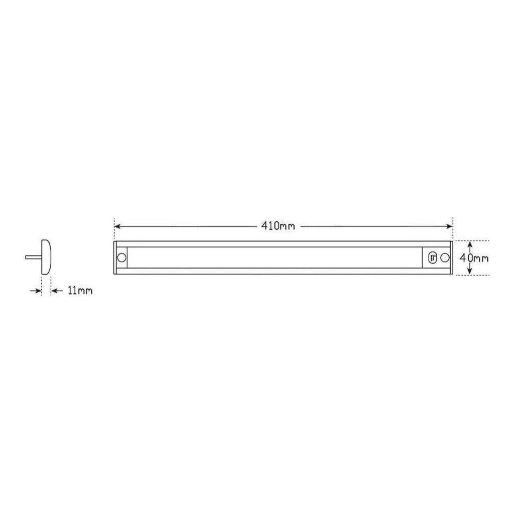 LED Autolamp 12V Interior Strip Light with Touch Sensor Switch Black 410x40x11mm