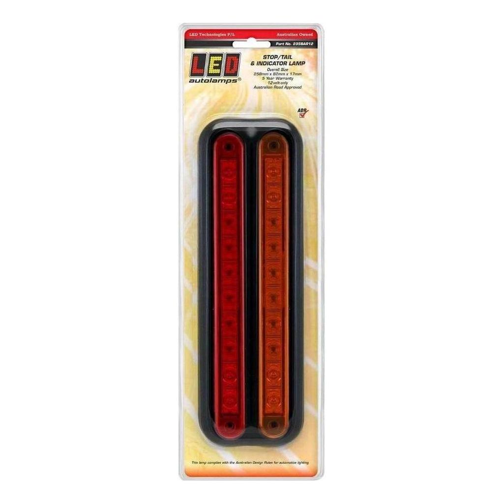 LED Autolamp 12V Strip Stop/Tail/Indicator Taillight Black 258x82x17mm