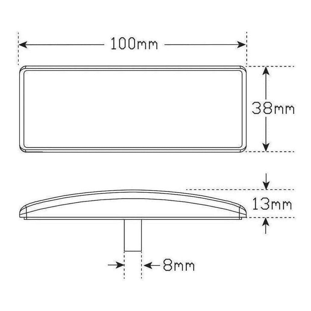 LED Autolamp 12V/24V Amber Side Marker with Built in Reflector / 3M Adhesive