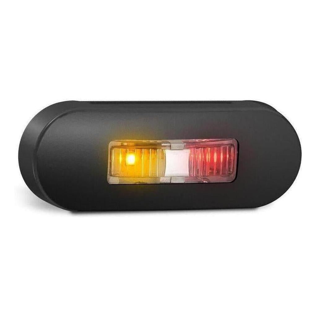 LED Autolamp 12V/24V Amber/Red Side marker Clear Lense & Black Bezel 86x31x16mm Bulk