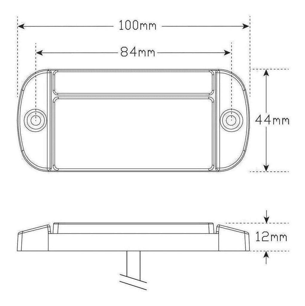 LED Autolamp 12V/24V Red/Amber Side Marker with Reflector 100x44x12 RH