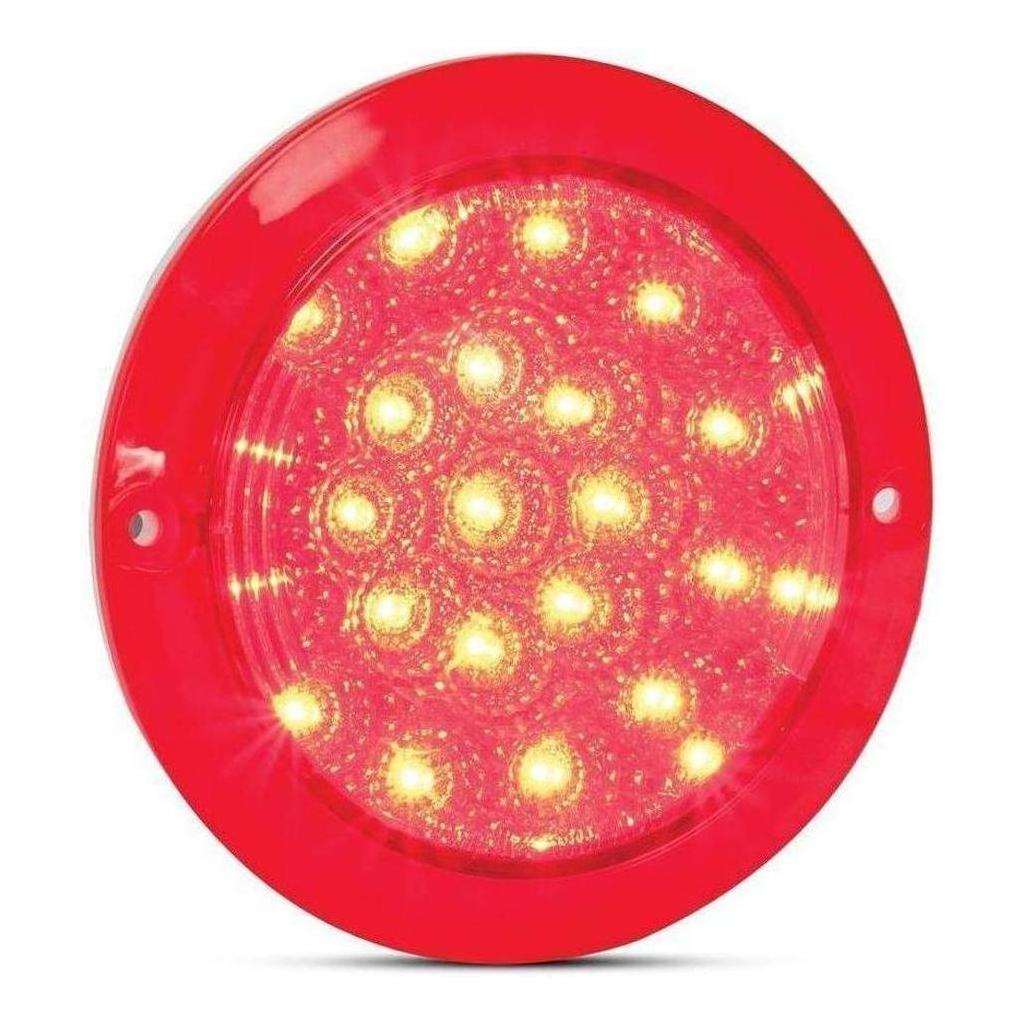 LED Autolamp 12V/24V Round Stop/Tail Lamp With Red Lens Recessed Mount Blister