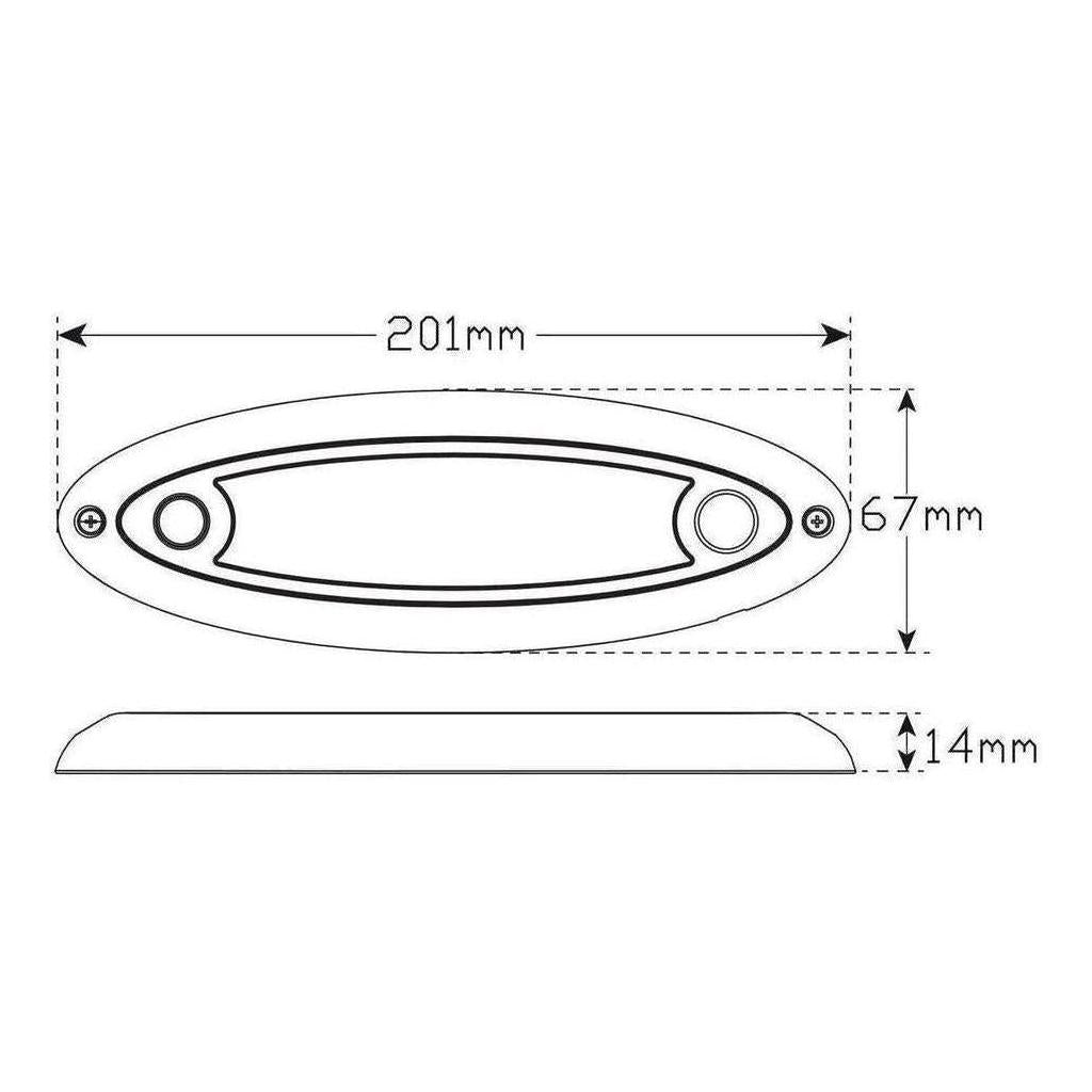 LED Autolamps 10-30V Oval LED Interior/Exterior Lamp with White Housing & Touch Switch