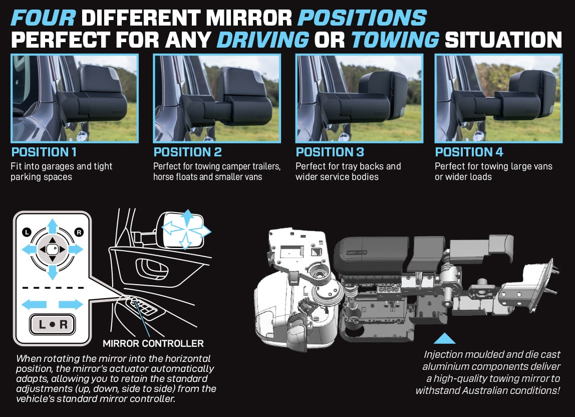MSA 4x4 HiLux & Fortuner Towing Mirrors Chrome With Indicators – RV Online