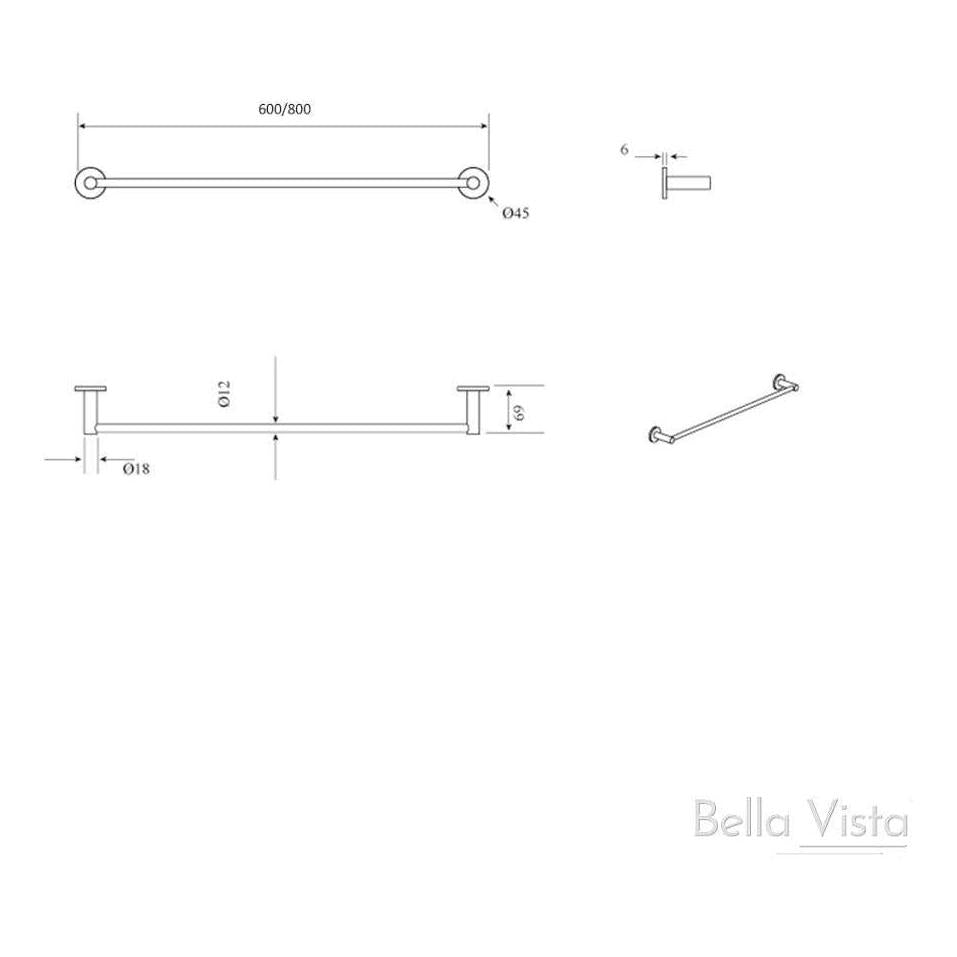 Mica Single Rail Towel Rack 600mm Dusk Bronze