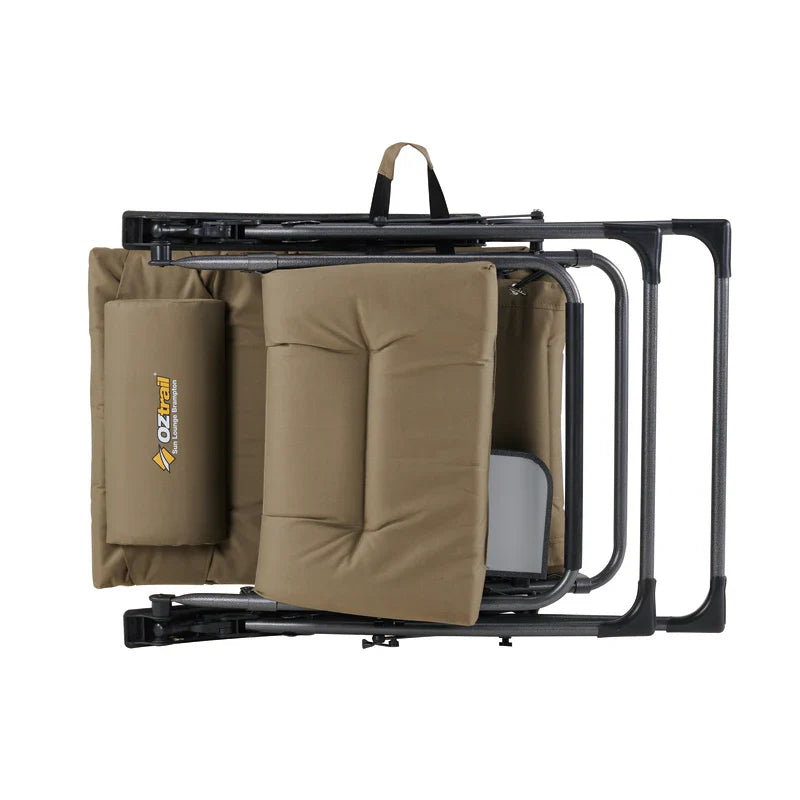 OZTRAIL BRAMPTON Sun Lounge Chair With Side Table & Drink Holder 150 kg