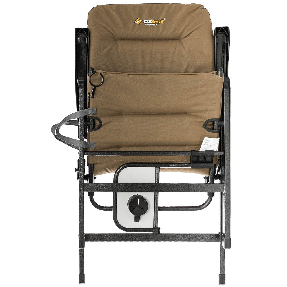 OZTRAIL Emperor 8 Position Recliner Chair Inc Side Table& Drink Holder