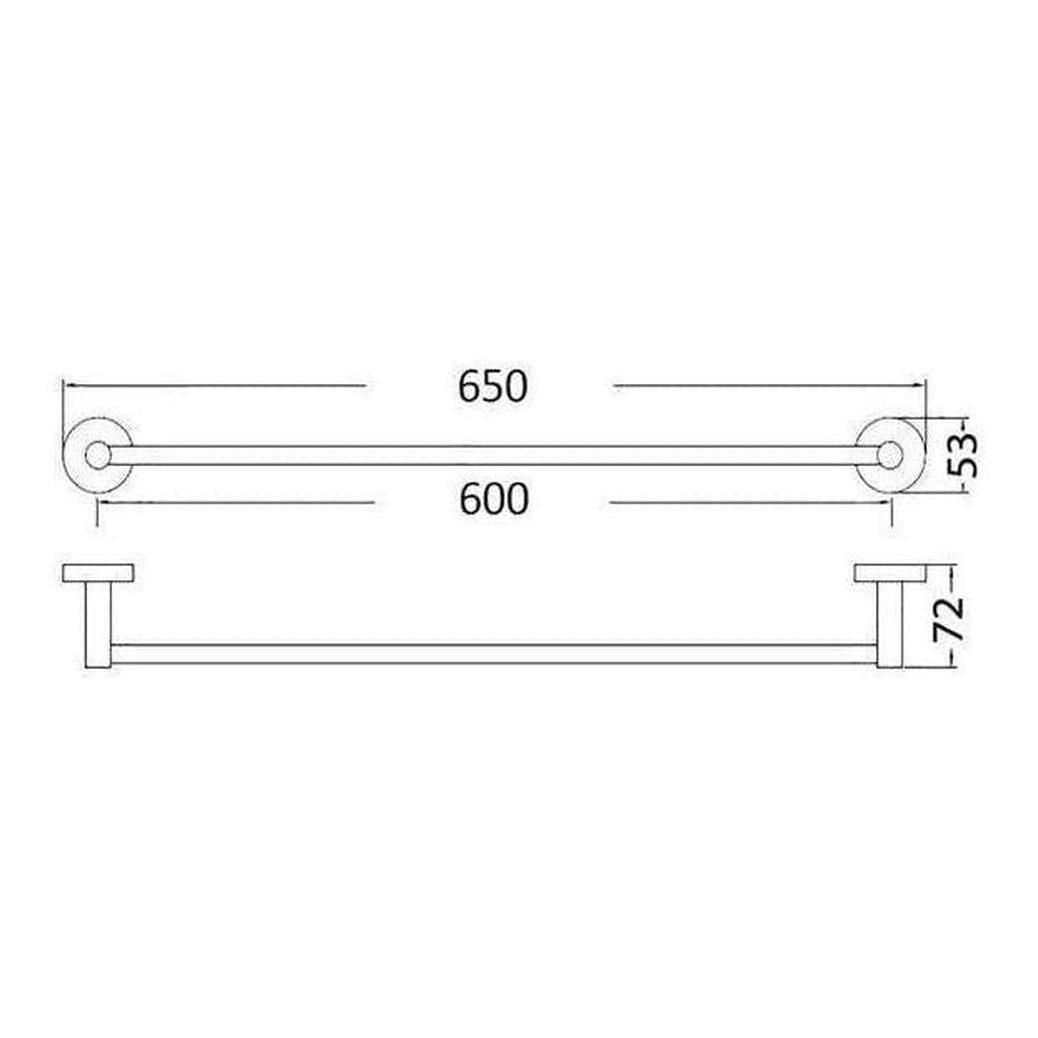 Opus Round Single Rail Towel Rack 600mm Black
