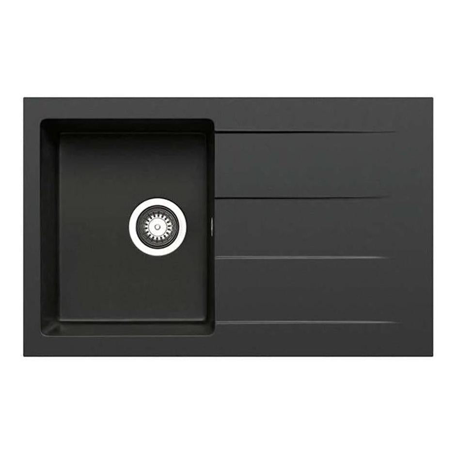 Pradus Black Granite Composite Sink With Drainer 790 x 500mm