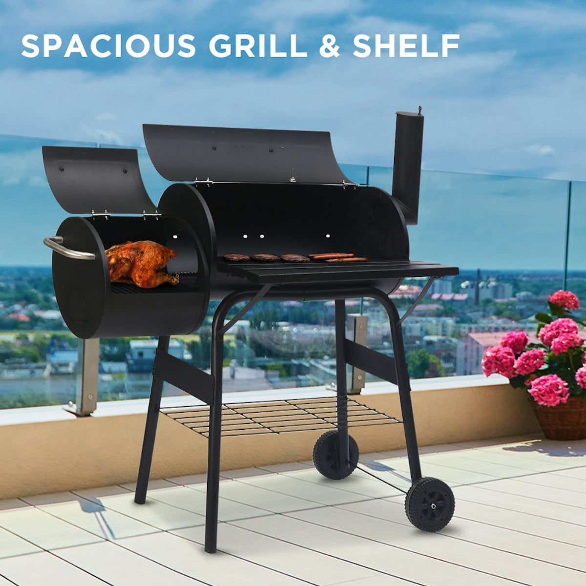 Wallaroo 2-in-1 Outdoor Barbecue Grill & Offset Smoker