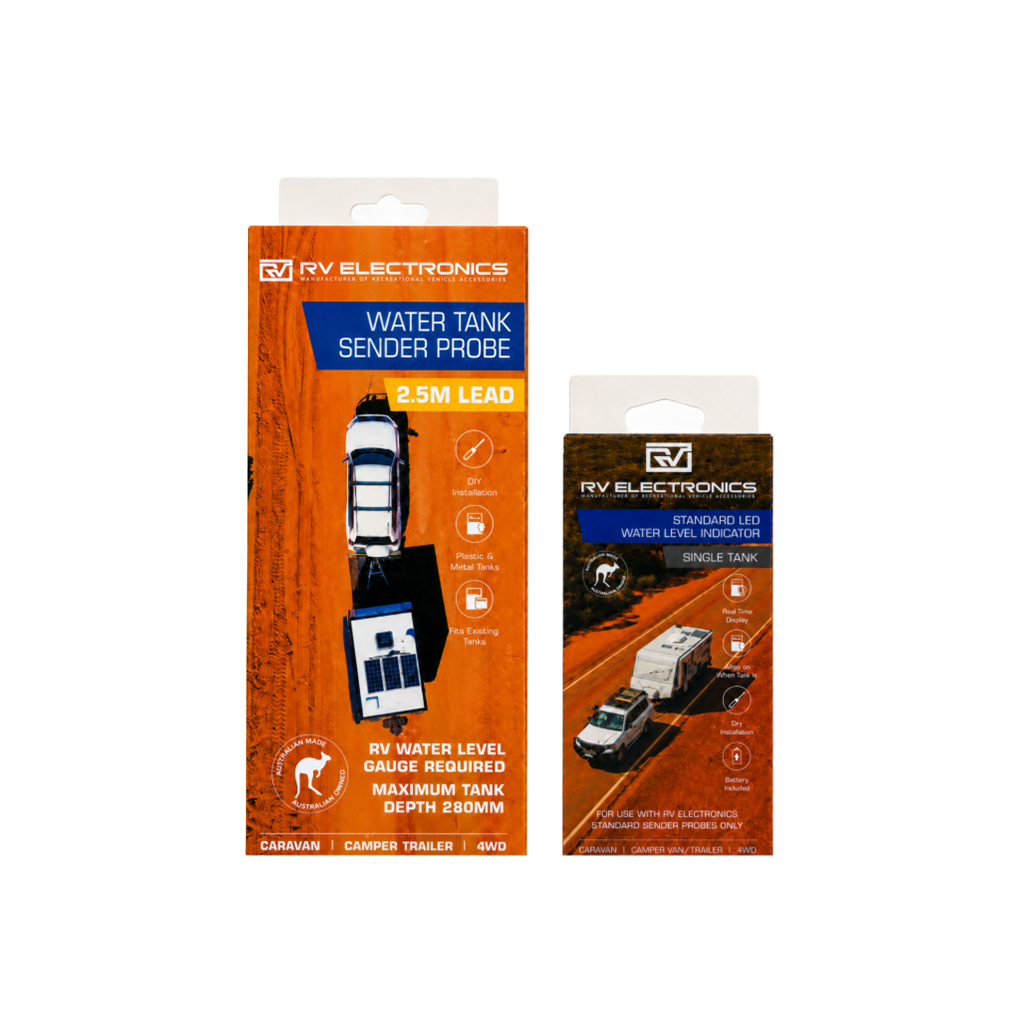 RV Electronics LED Single Tank Water Level Indicator Gauge Inc 2.5m Sender Probe