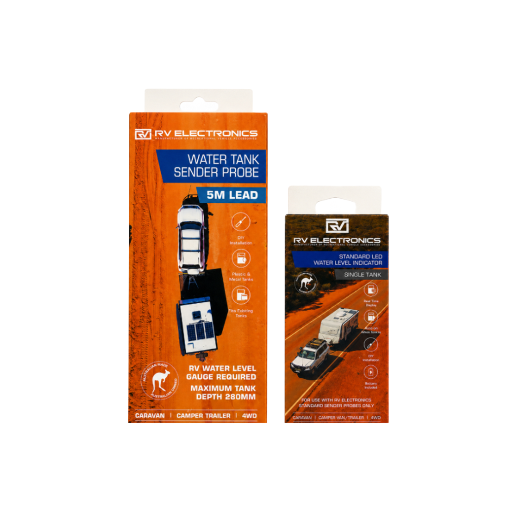 RV Electronics LED Single Tank Water Level Indicator Gauge Inc 5m Sender Probe