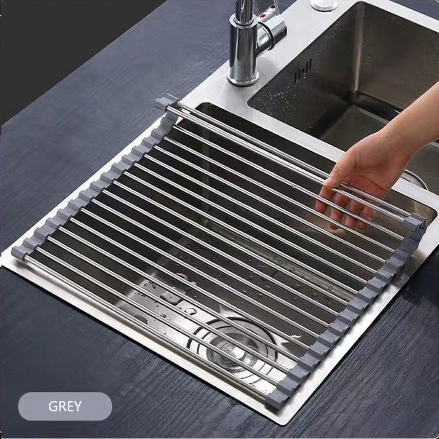 Roll Up Foldable Dish Drying Rack 330 x 425mm - Gun Metal