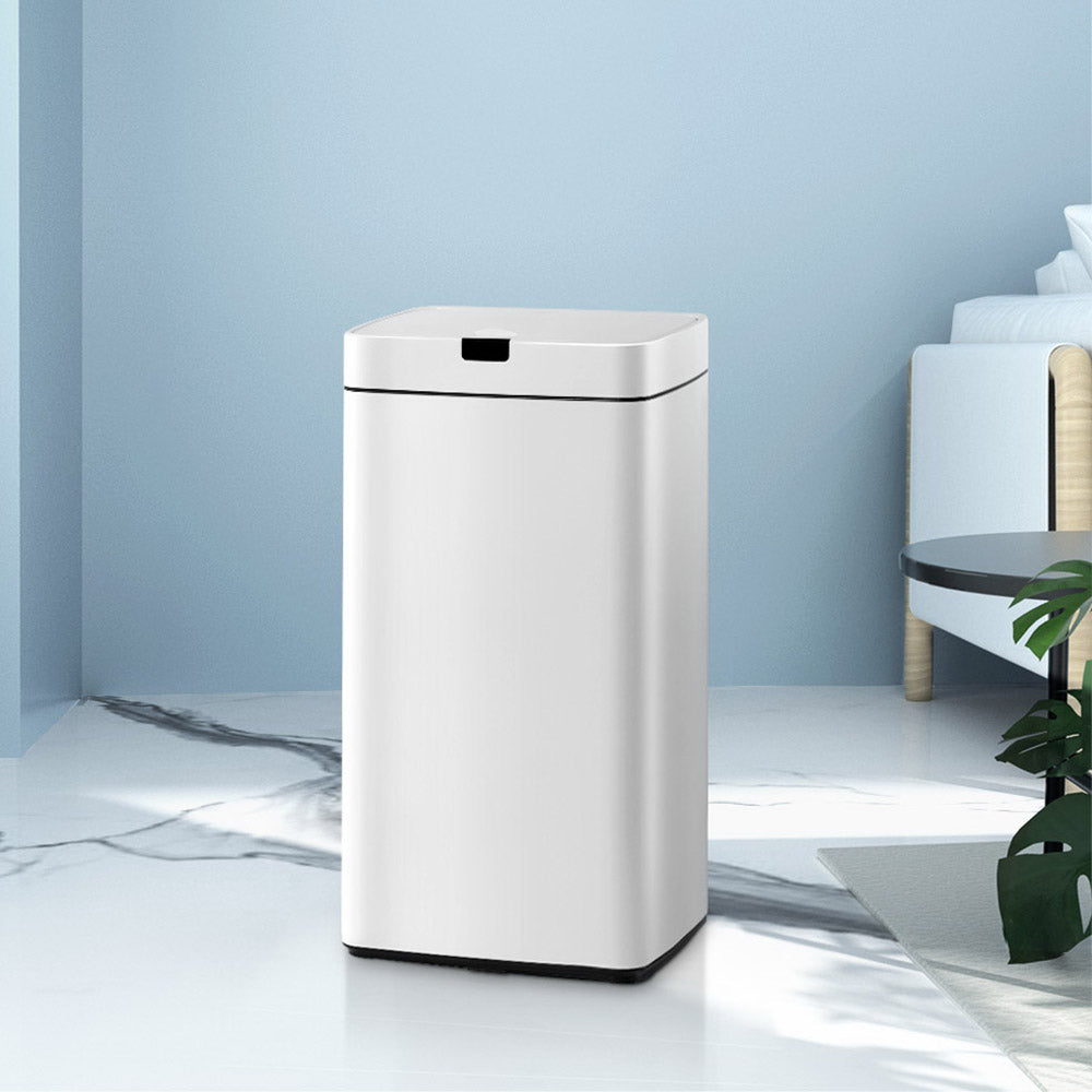 Devanti 45L Motion Sensor Bin Rubbish Automatic White - RV Online