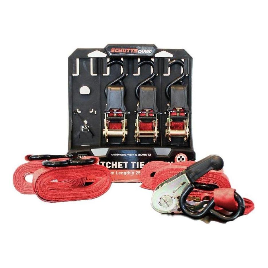 Schutts Quick Release Ratchet Tie Down 25mm x 4.6m x 4 Pack