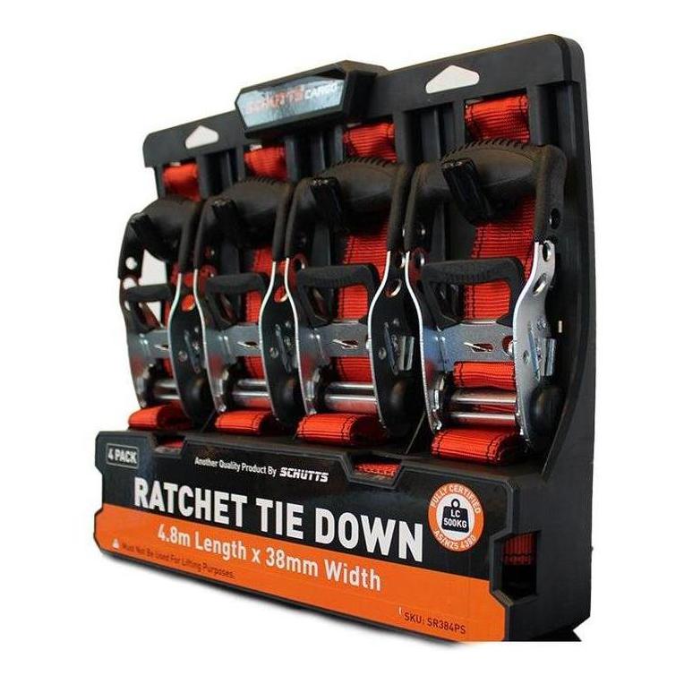 Schutts Quick Release Ratchet Tie Down 38mm x 4.8m x 4 Pack