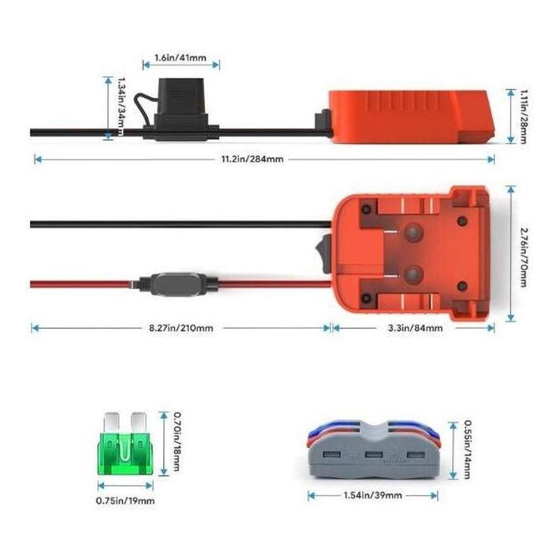 Starlink Mini Milwaukee Battery Adaptor With DC Power Cable Charger Inc Fuse and Switch