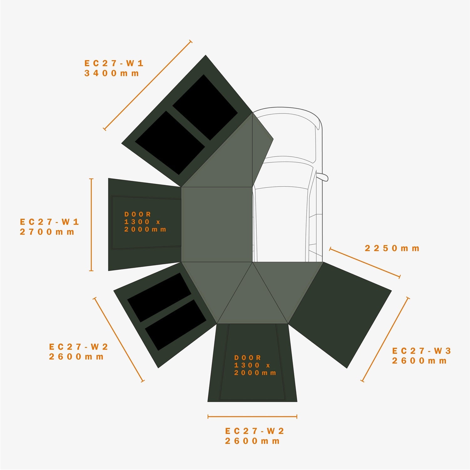 Darche 4x4 Eclipse Left Side 270° Awning Inc Wall Set - BUNDLE DEAL