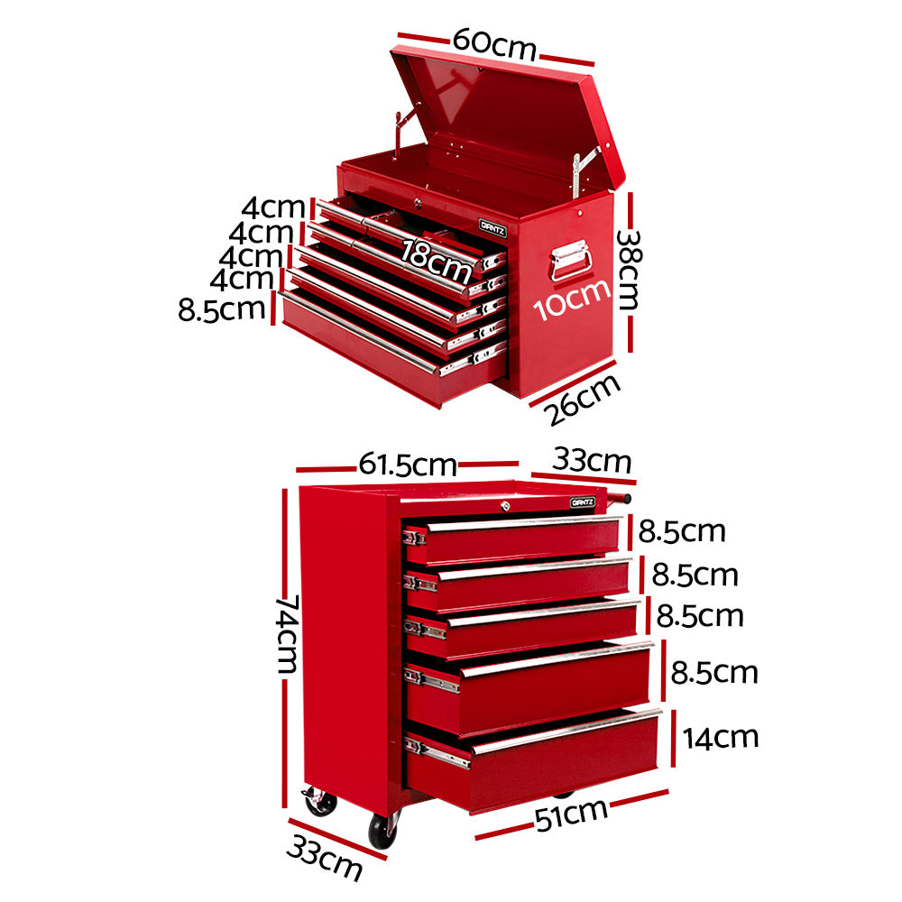 Giantz 14 Drawer Toolbox Cabinet Chest Red