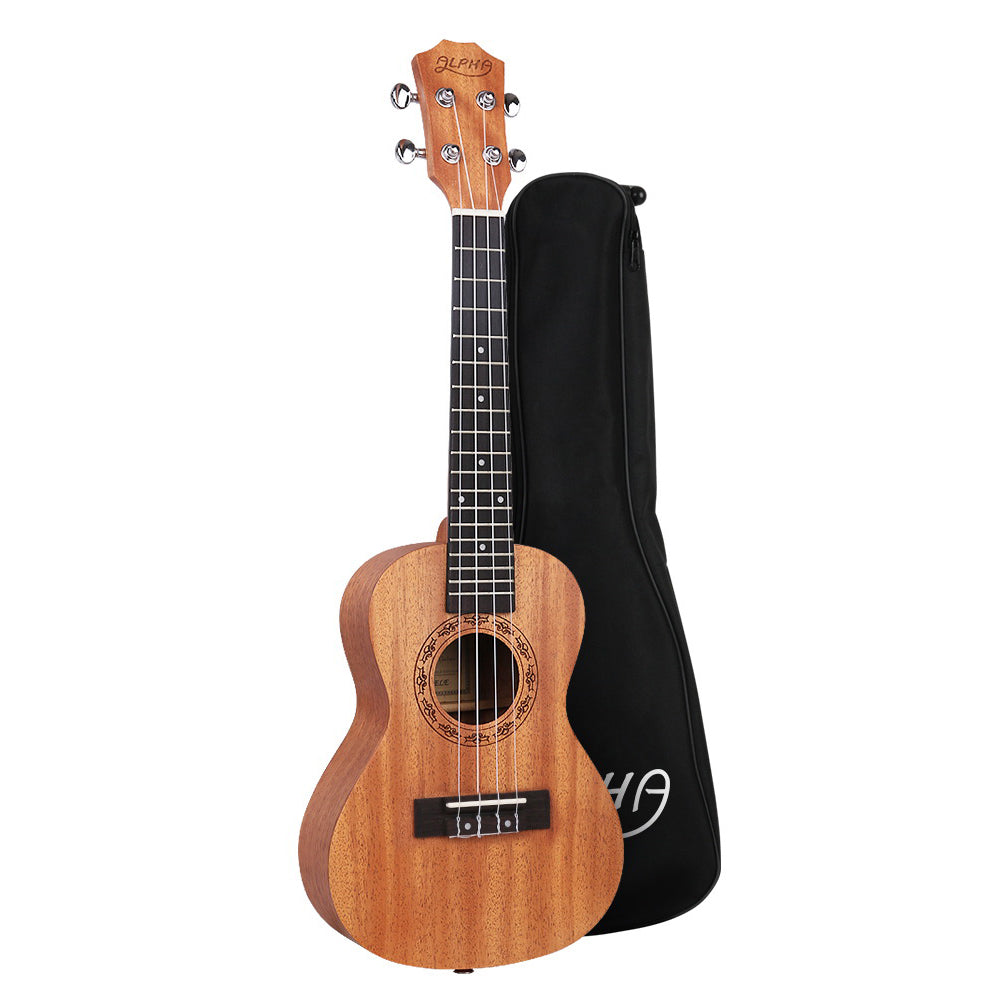Alpha 26" Ukulele Natural Mahogany Tenor Beginner Gift w/ Carry Bag - RV Online