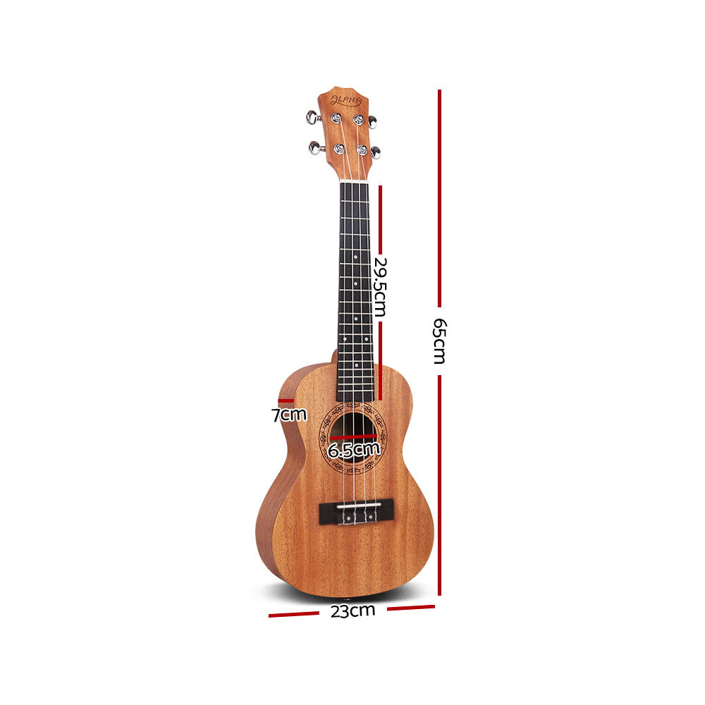 Alpha 26" Ukulele Natural Mahogany Tenor Beginner Gift w/ Carry Bag - RV Online
