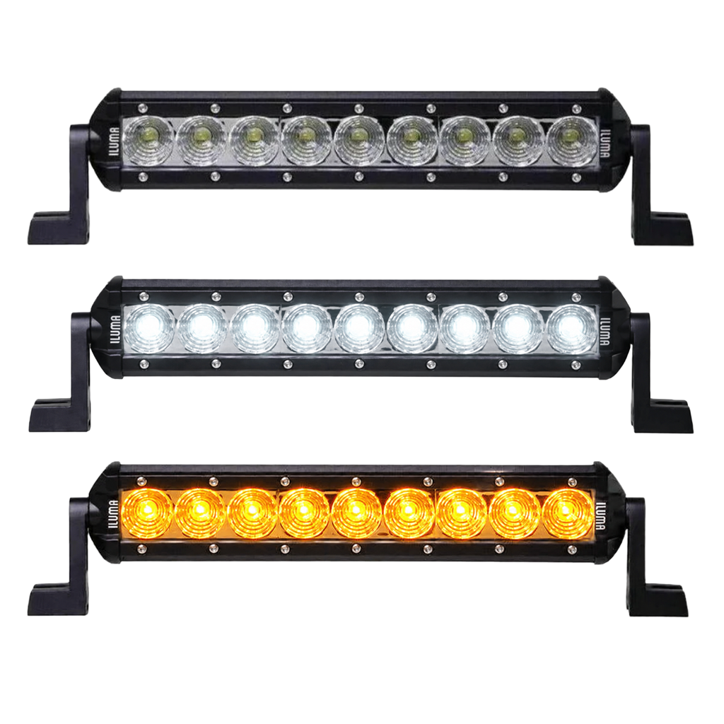 Iluma Light Bar 3W Cree 9 LED Amber/White Bug Light 11" 279mm Length Flood Beam Black