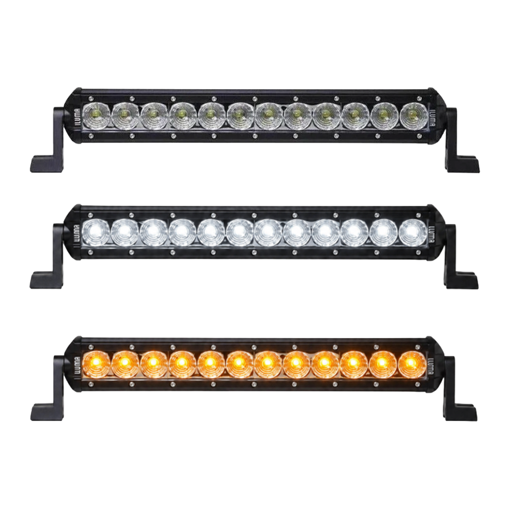 Iluma Light Bar 3W Cree 12 LED Amber/White Bug Light 14" 354mm Length Flood Beam Black