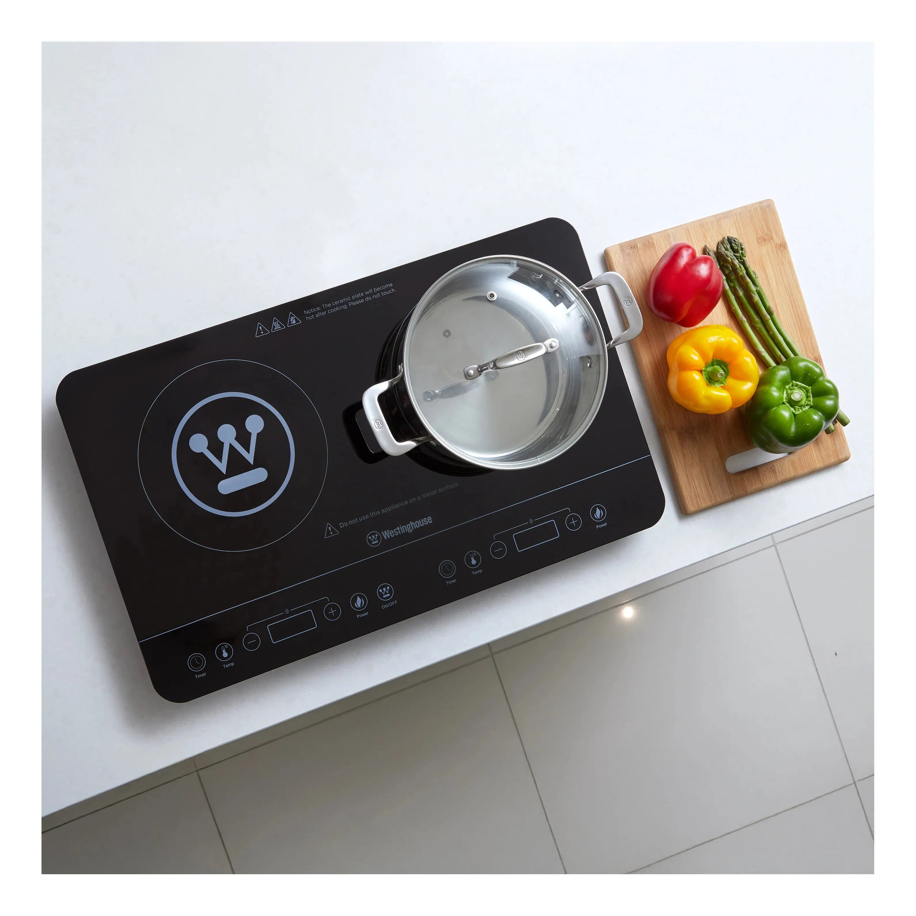 Westinghouse 2400W Twin Induction Cooktop Hot Plate 600 x 360 x 40mm
