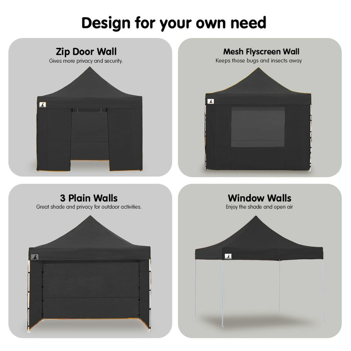 Wallaroo Gazebo Tent Marquee 3x3 Black