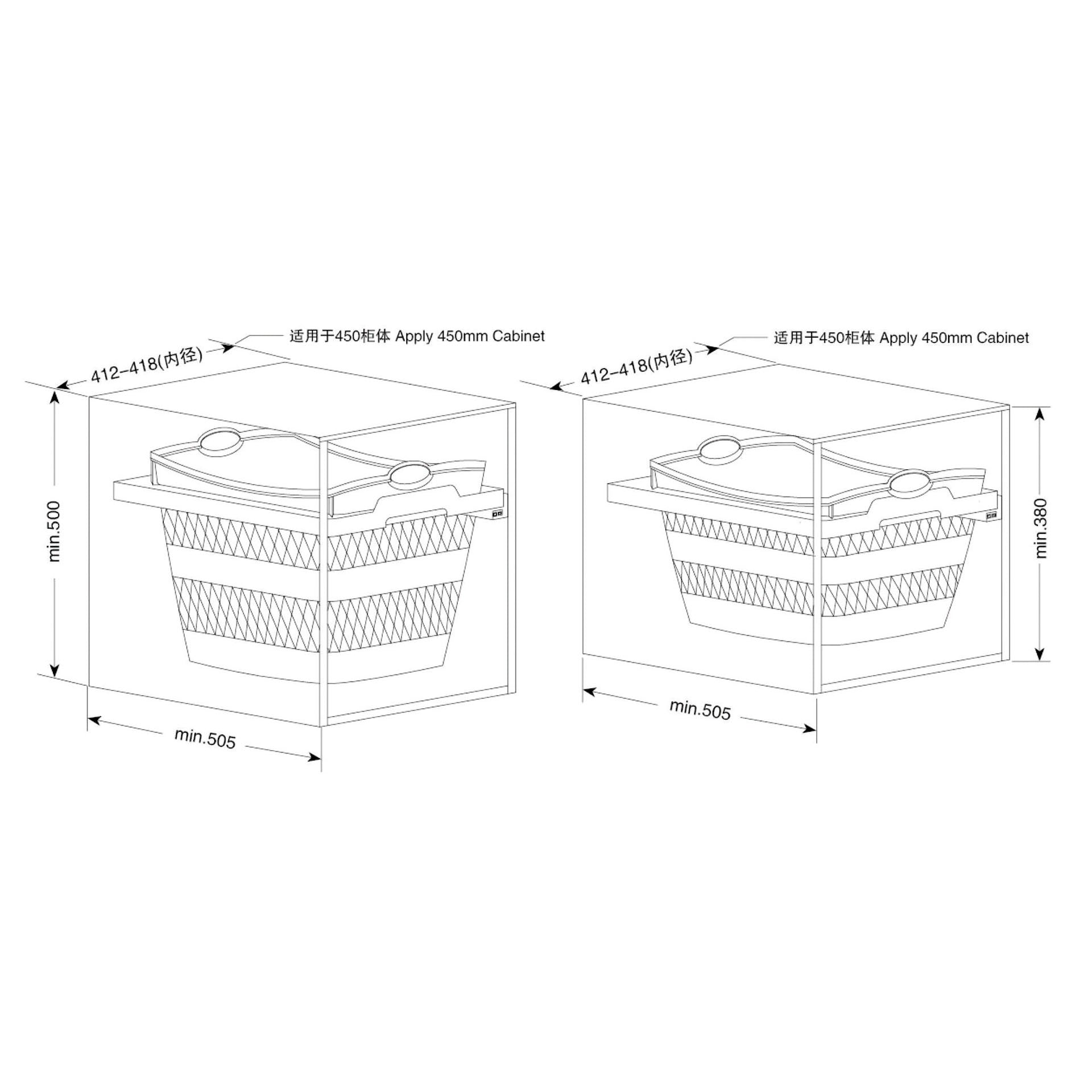 Belgique Laundry Pull Out Basket Bin 45L White
