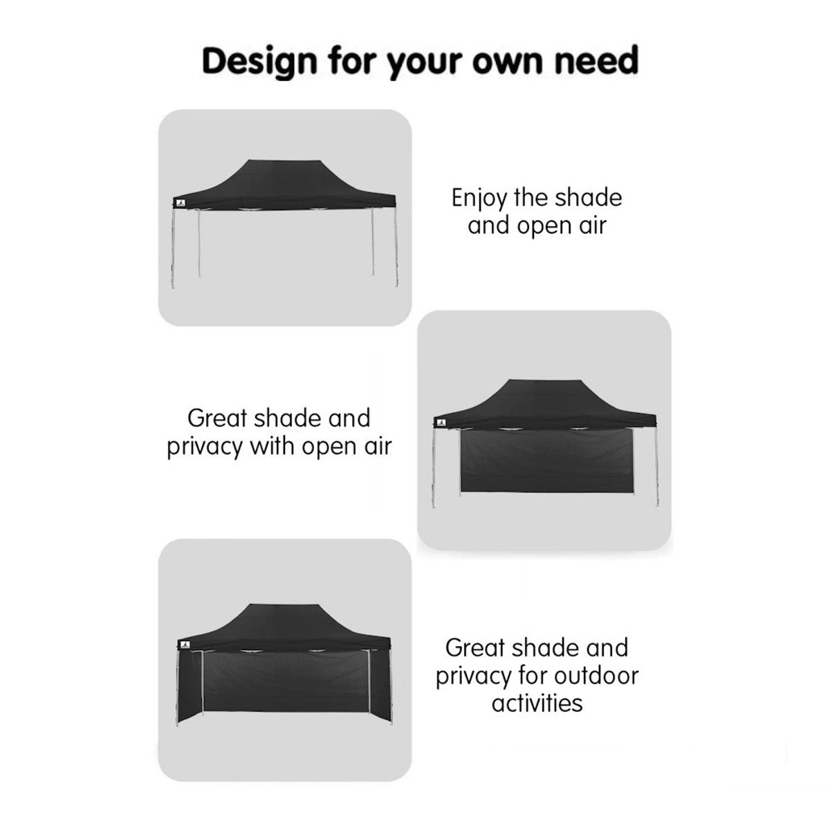 Wallaroo Gazebo Tent Marquee 3x4.5m Black