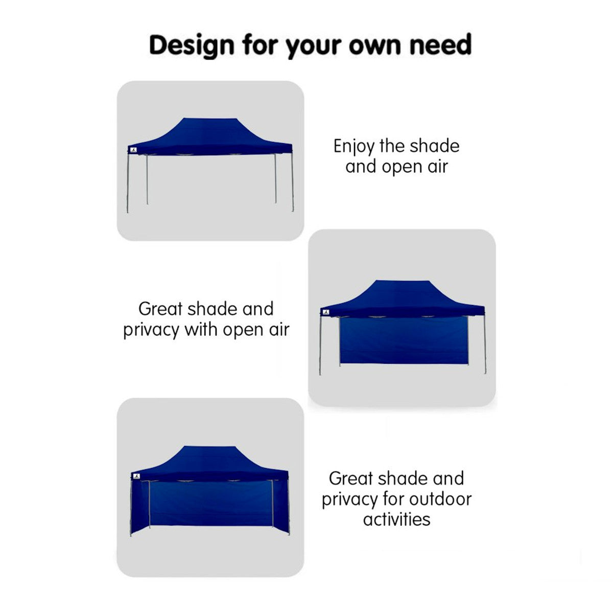 Wallaroo Gazebo Tent Marquee 3x4.5m Blue