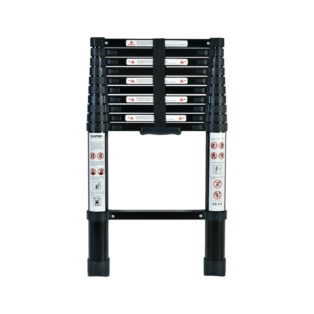 TRA - 3.2m Portable Telescopic Black Ladder with Carry Bag
