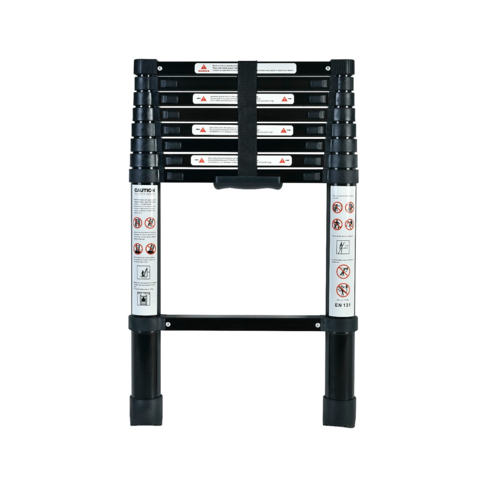 TRA - 2.6m Portable Telescopic Black Ladder with Carry Bag