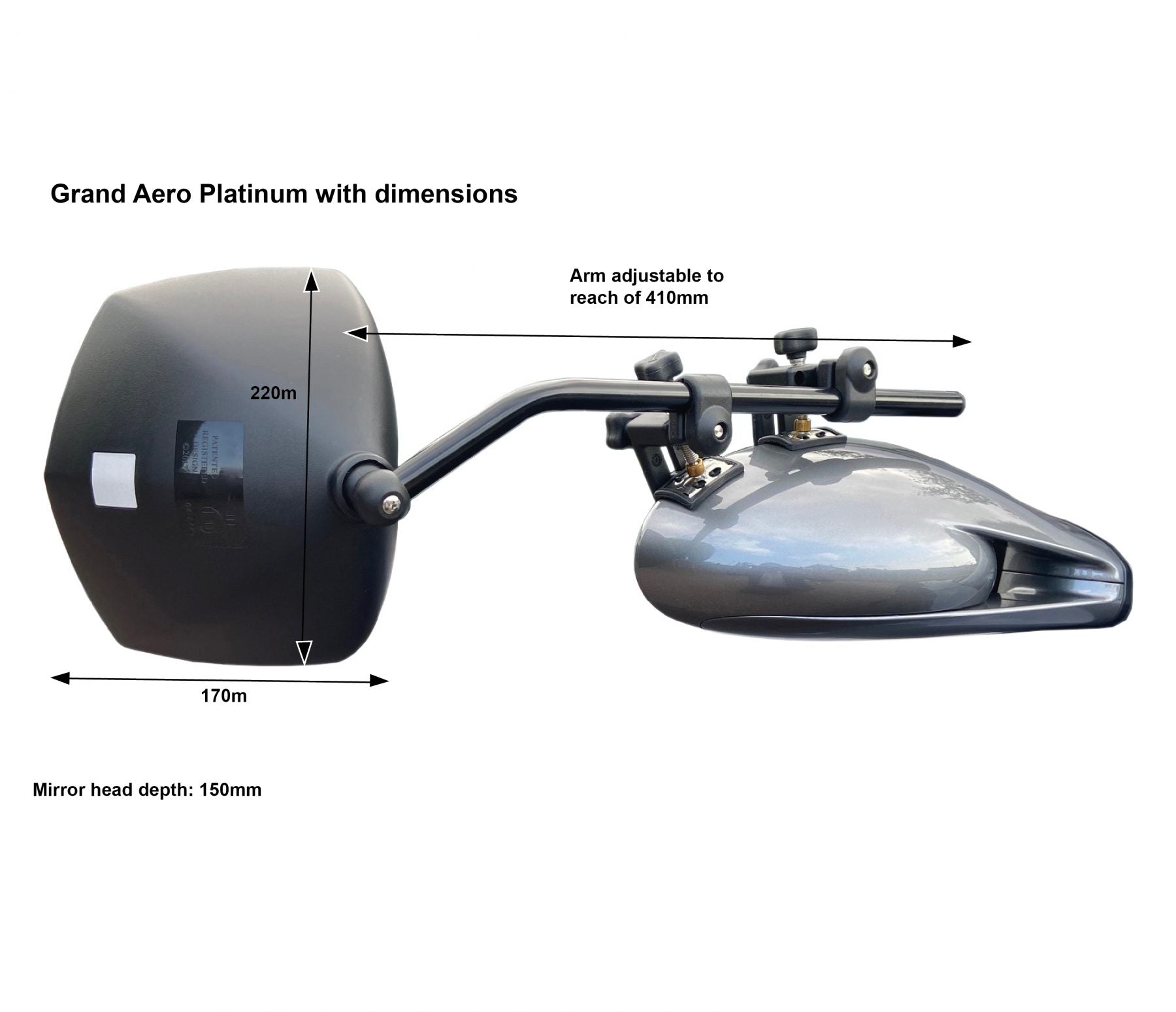 Milenco - Grand Aero Platinum Towing Mirrors Size RV Online