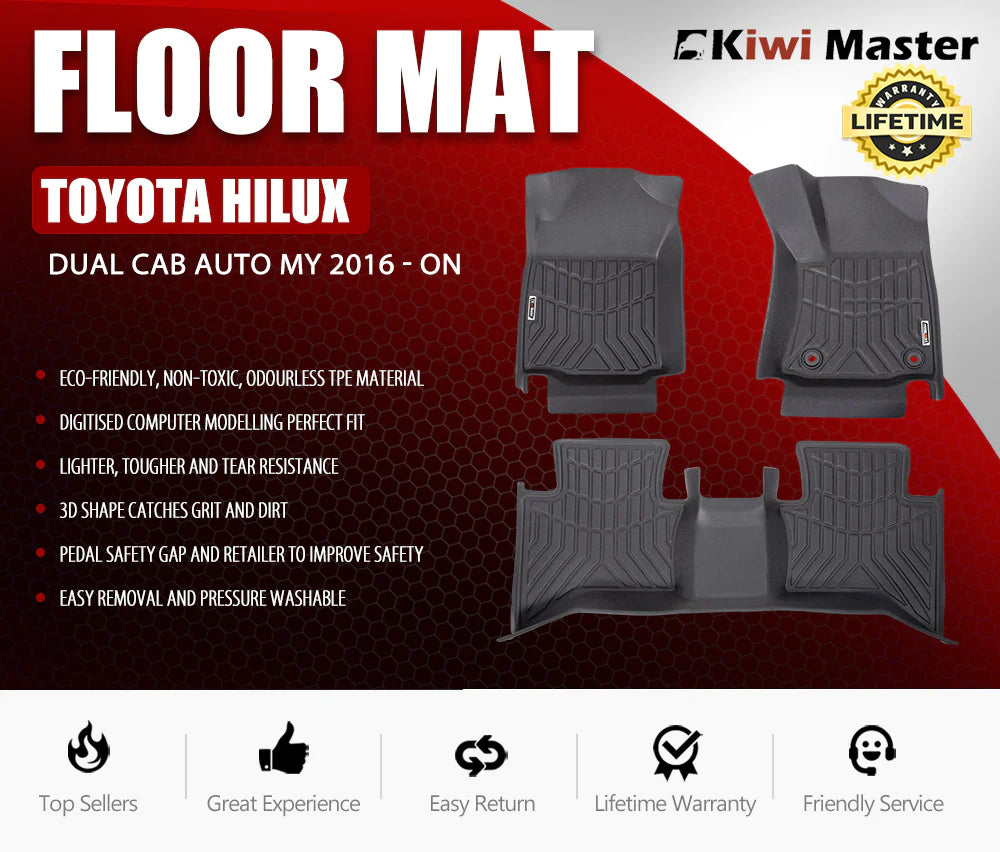 KIWI MASTER 3D Car Floor Mats Fit Toyota Hilux Dual Cab MY 2016 - NEW – RV Online
