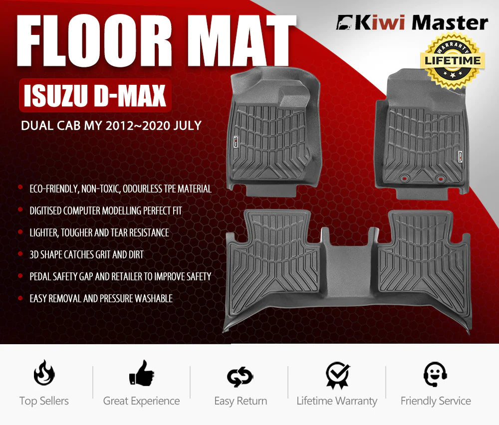 KIWI MASTER 3D Car Floor Mats Fit ISUZU D-MAX Dual Cab MY 2012-2020 – RV Online