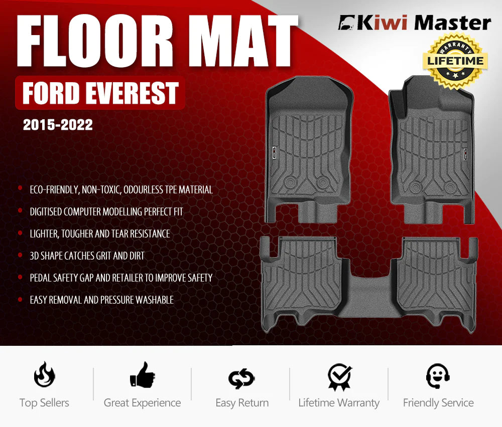KIWI MASTER 3D Car Floor Mats Fit Ford Everest 2015-2020