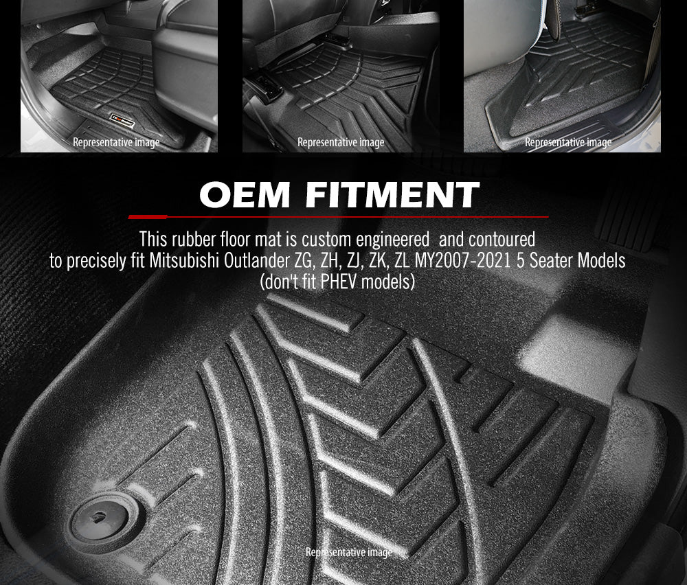 KIWI MASTER 3D Car Floor Mats Fit Mitsubishi Outlander ZG/ZH/ZJ/ZK/ZL MY 2007-2021
