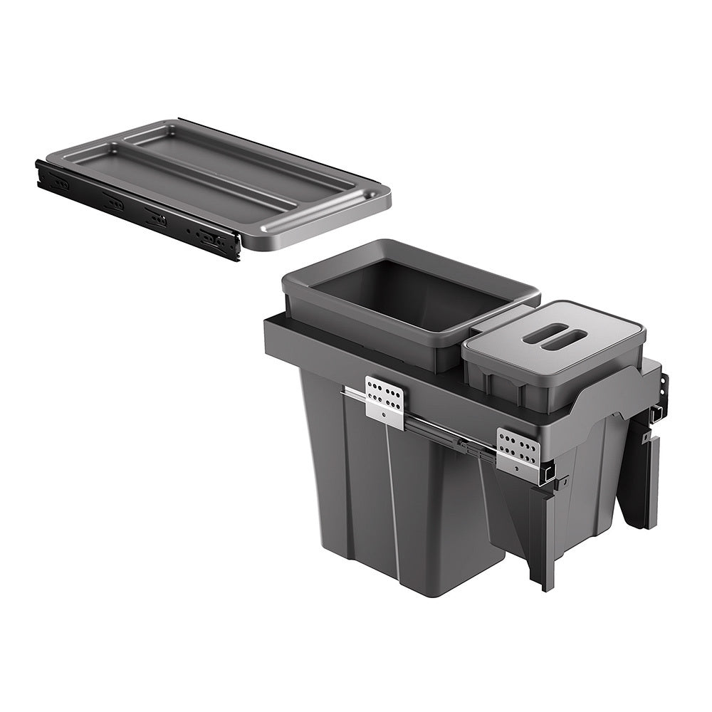 Belgique Kitchen Pull Out Dual Bin 18L + 6L Black