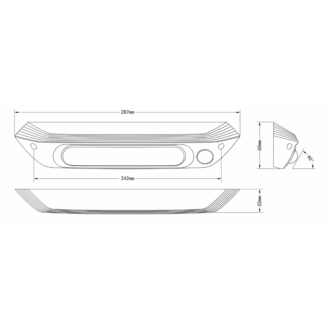 Black Dual Led (white/amber) Awning Light With Switch 287mm-Kumpl