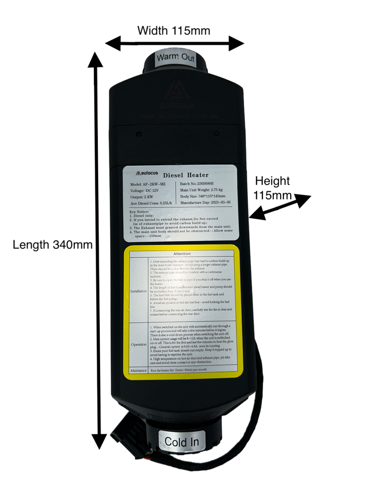 AU Focus Diesel Heater Kit 2kW MZ Gen 4 Kit