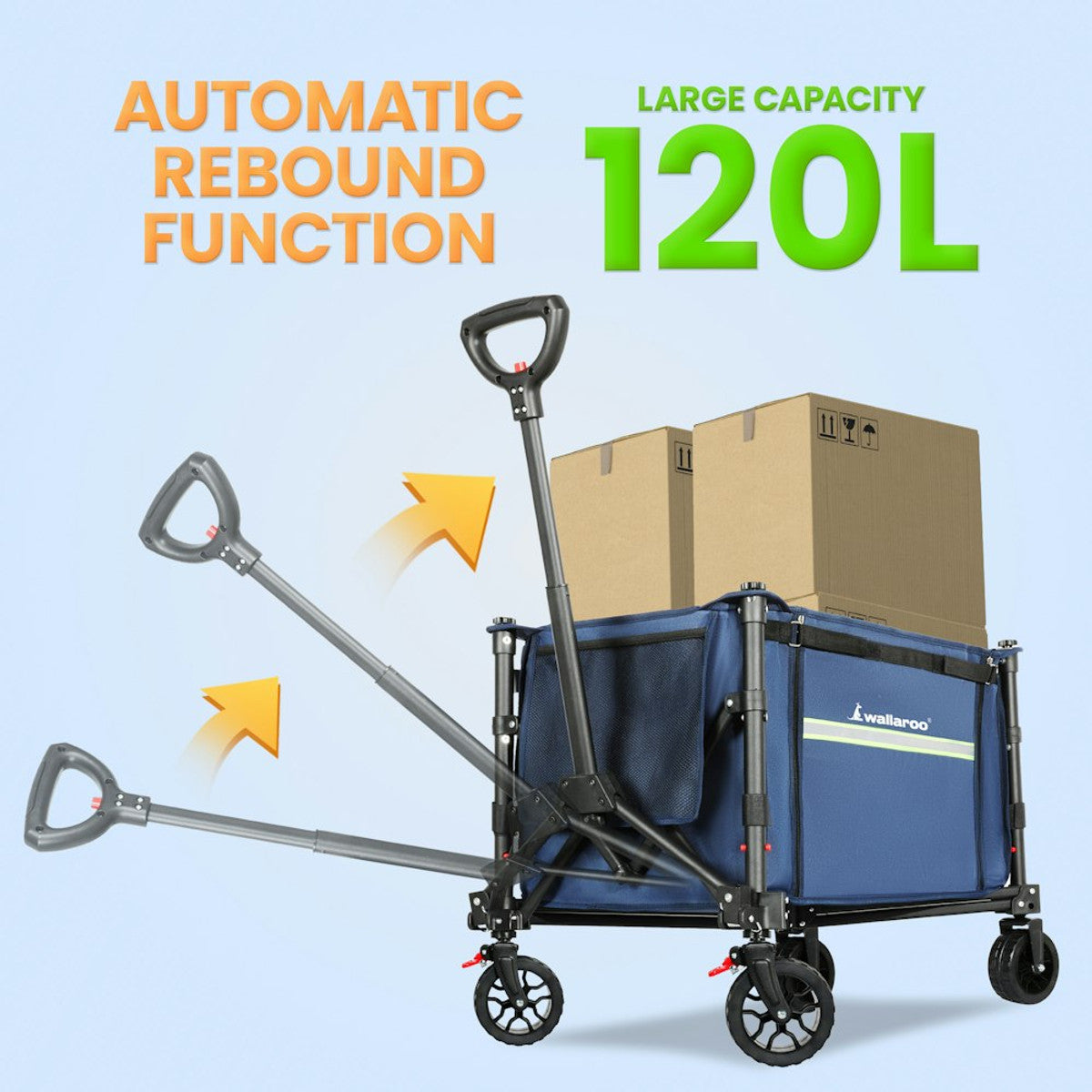 Wallaroo Collapsible Camping Trolley 120L Blue