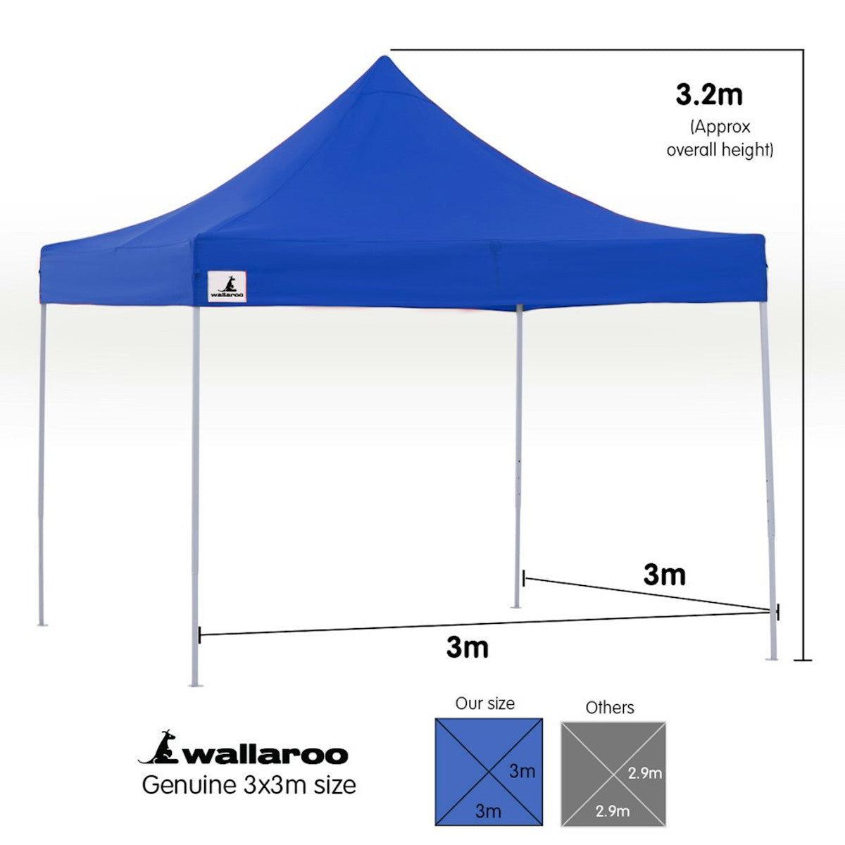 Wallaroo Gazebo Tent Marquee 3x3 Blue