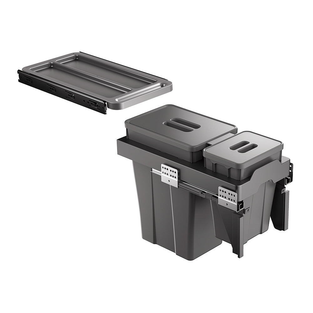 Belgique Kitchen Pull Out Dual Bin 18L + 6L Black
