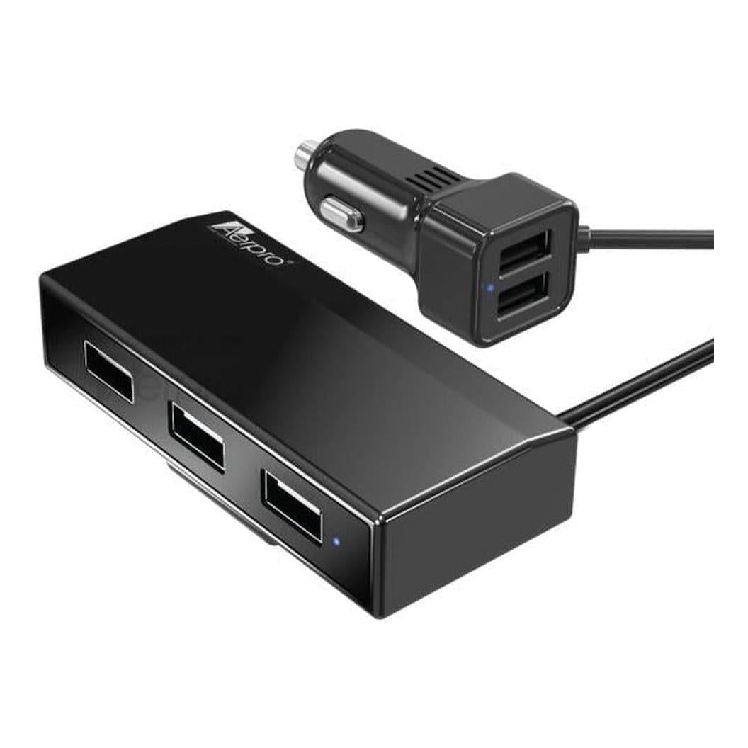 Aerpro 12V / 24V 5 Port In Car USB 9.6A Charger with Remote Installation 1.8 meter lead